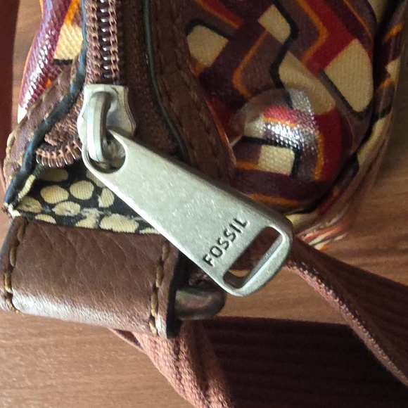 Fossil Key Per Retro Coated Canvas Crossbody Purse Boho - Picture 5 of 9